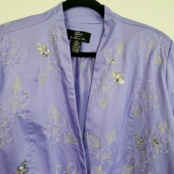 Trenz By Thereza Renz Padded Shoulders Embroidered Blazer / Jacket size 2X - Picture 5 of 13